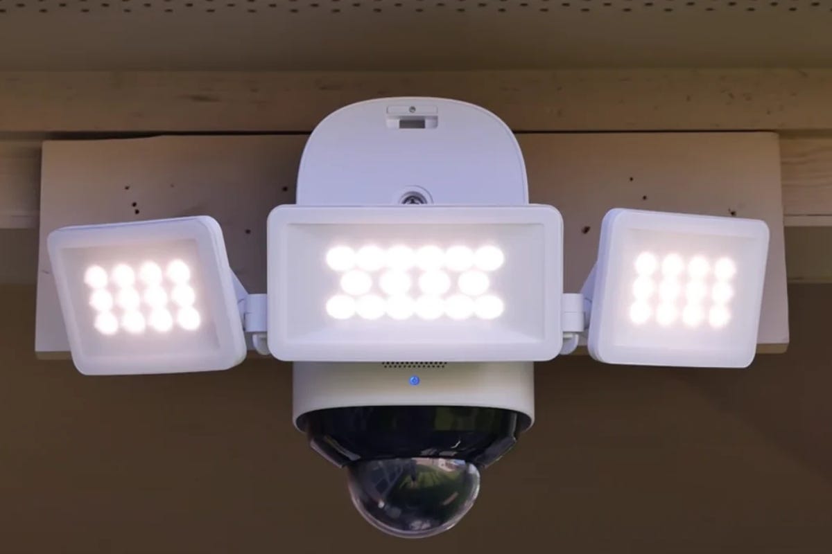 The Eufy S330 Floodlight Camera attached to an exterior wall.