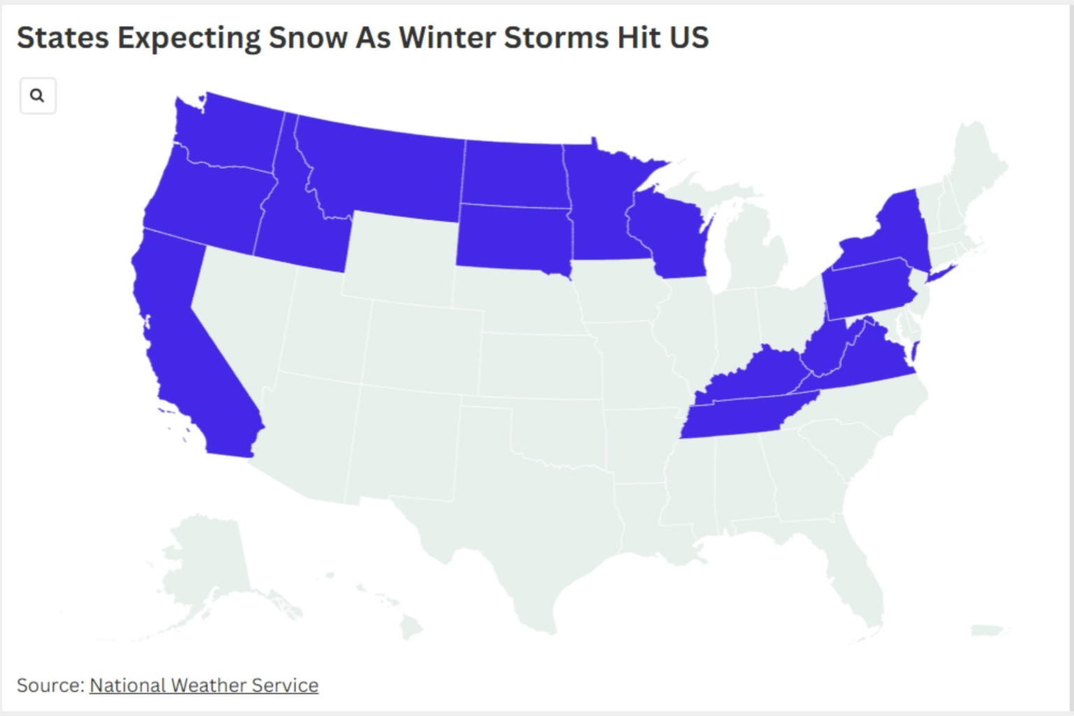 Map Shows Every State Expecting Snow as Winter Storms Hit US