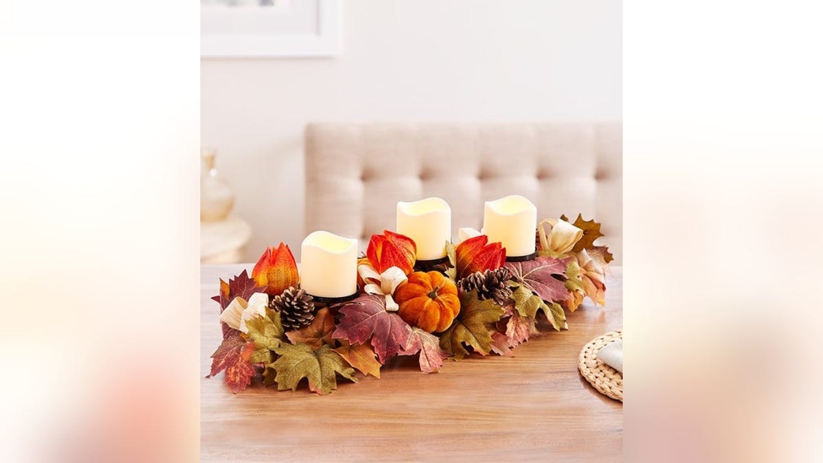 This centerpiece is a safe option with LED candles.