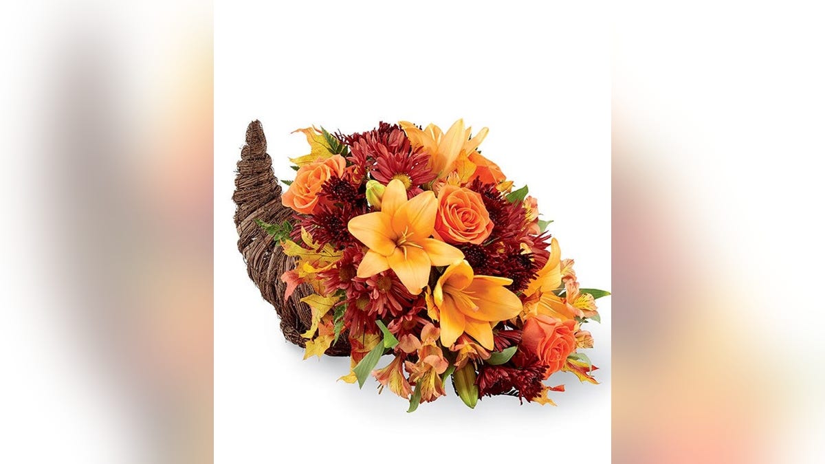 A cornucopia is a quintessential decoration for Thanksgiving.