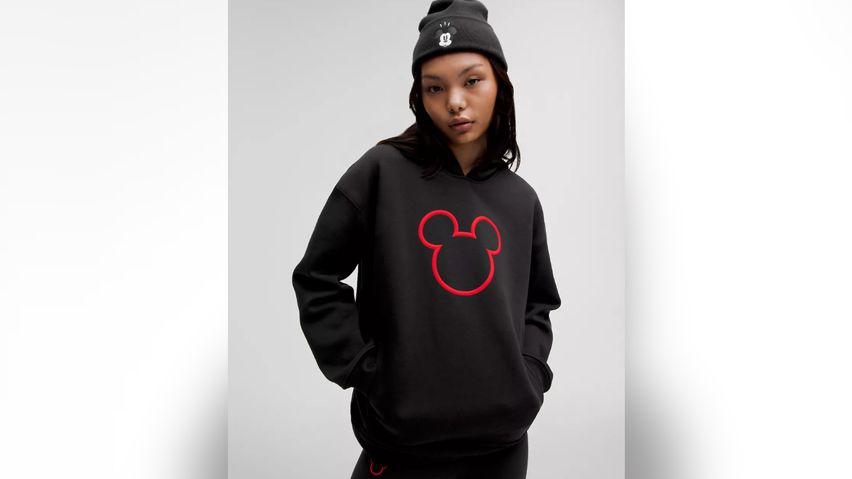 Go bold with an oversized Mickey sweatshirt.