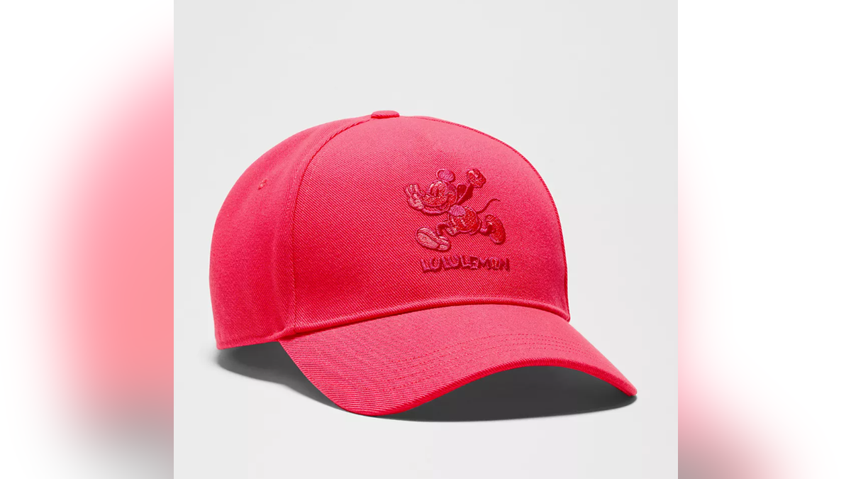 A bright and cute hat featuring an embroidered Mickey and lululemon logo.
