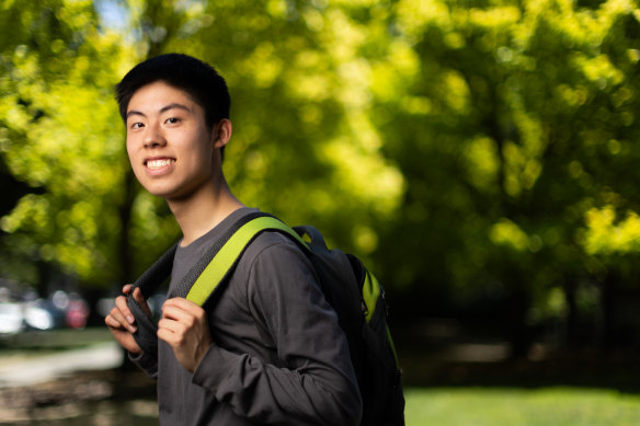 Joel Cheok at Melbourne University on Thursday, where he completed an extension subject which contributed to his perfect score.