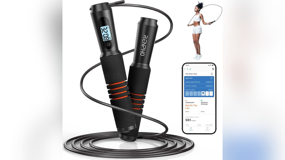 Jumping rope is a great way to get exercise at home.