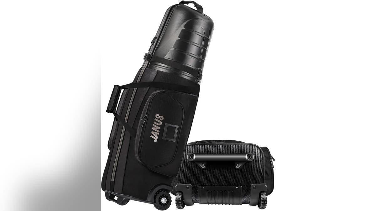 A hardshell golf bag lets you easily travel with your clubs.