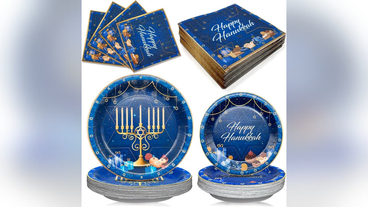 Serve your family meals on these Hanukkah plates.