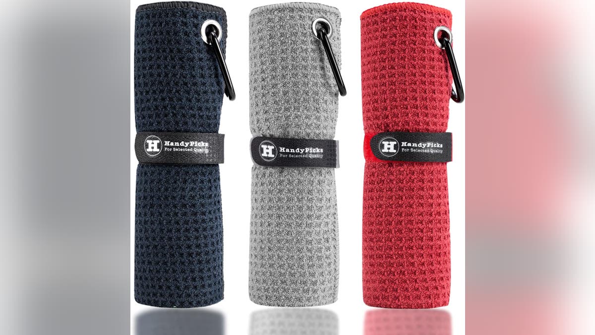 Microfiber towels help golfers stay dry on hot days.