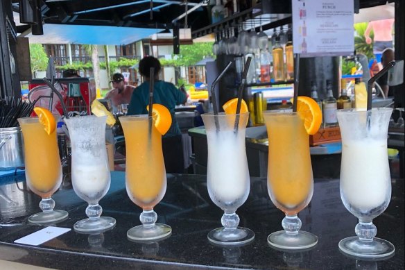 A selection of cocktails served at Warwick Fiji. 