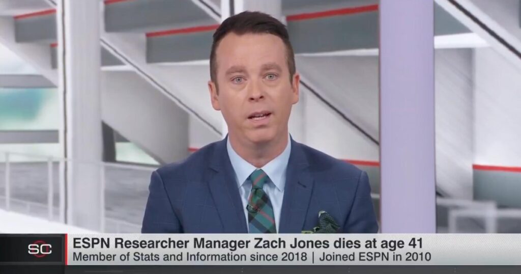 ESPN Anchor Randy Scott Gets Emotional on Air Announcing Death of Staffer Zach Jones at the Age of 41
