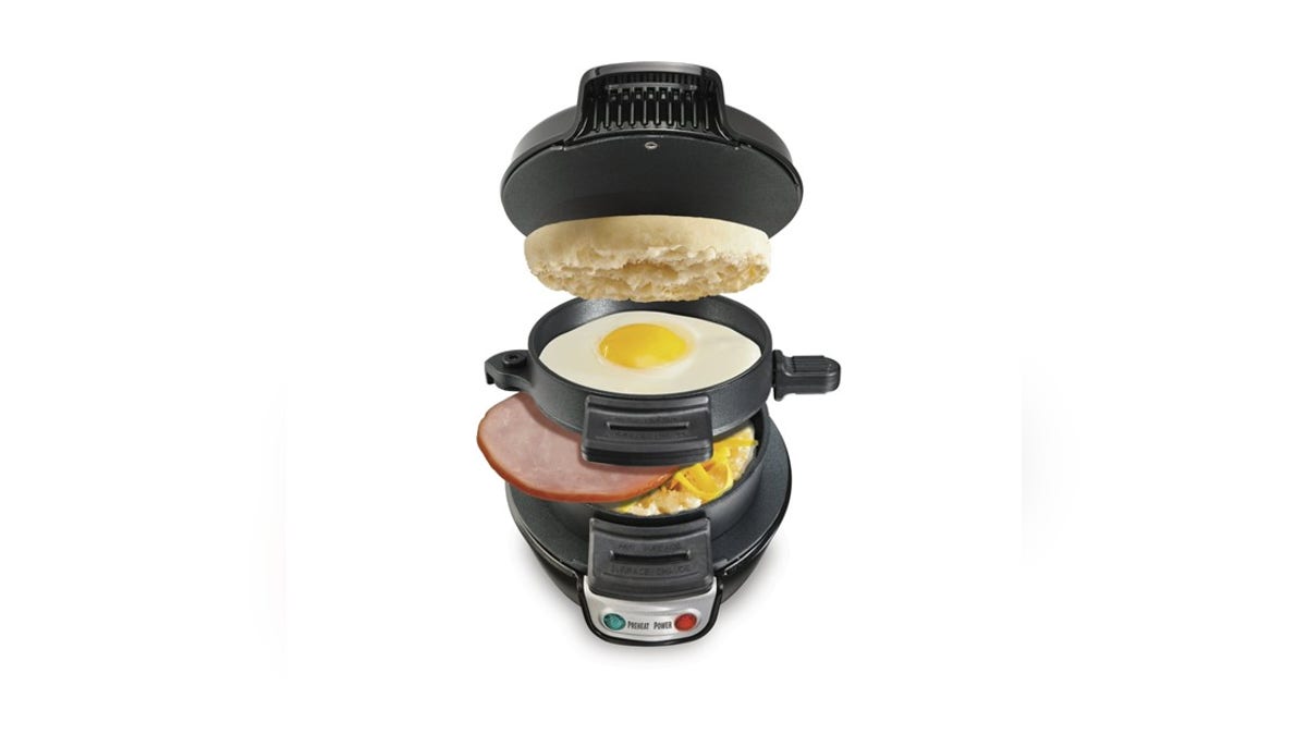 This machine helps you make breakfast sandwiches and lunch and dinner sandwiches, too.