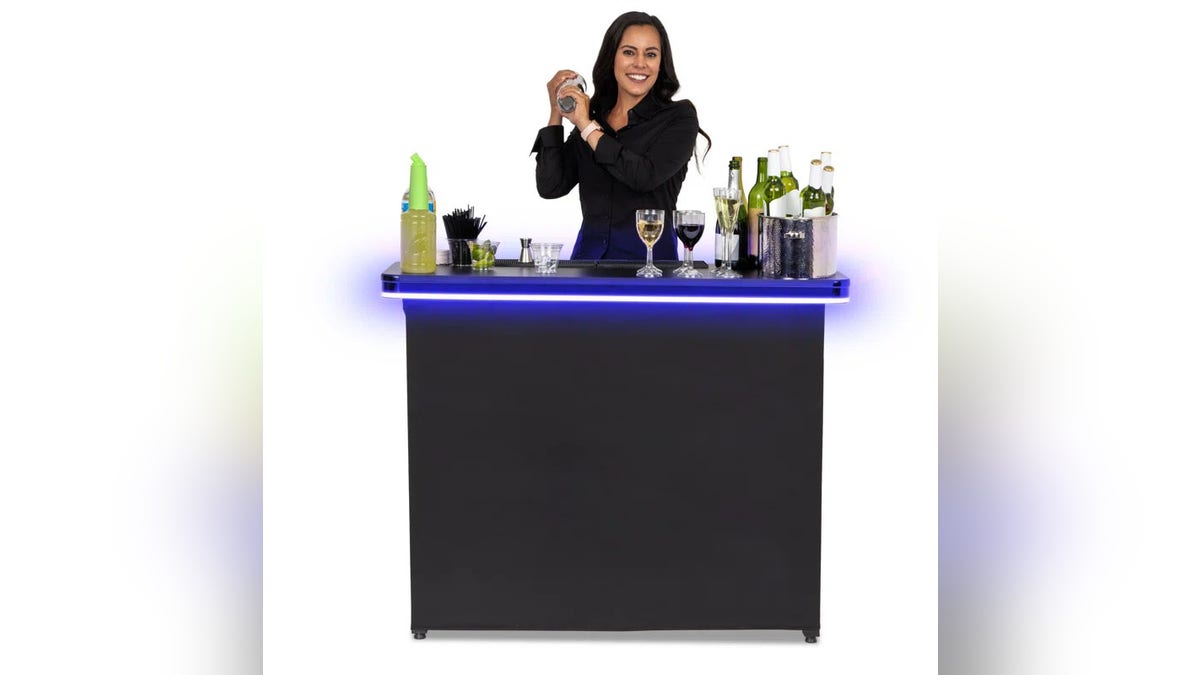 This portable bar features fully integrated lights.