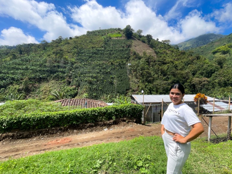 Liliana Grisales is using part of her land for conservation of the bear and using small plots to grow high quality coffee CREDIT Catherine Ellis-1733603309