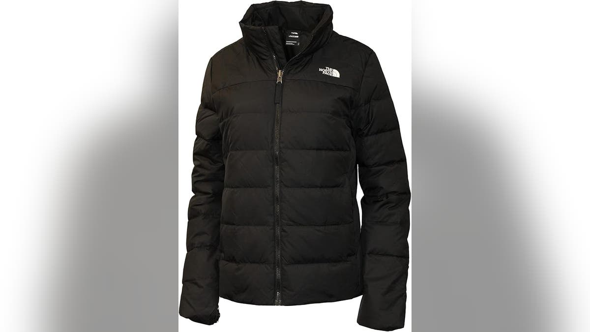 A down outer layer traps heat, keeping you warm in freezing temperatures.