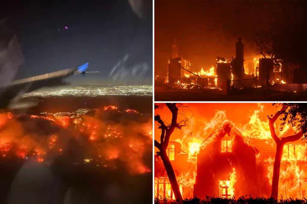 Palisades Fire force airplanes to divert as passengers film fiery chaos below