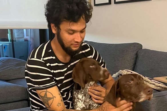 Sam Keast with his dogs in New Zealand.