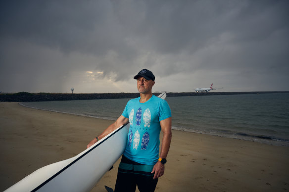 Terry Daly swam regularly with his children at Tower Beach near Sydney Airport, until he discovered it was banned due to cancer-causing chemicals. 