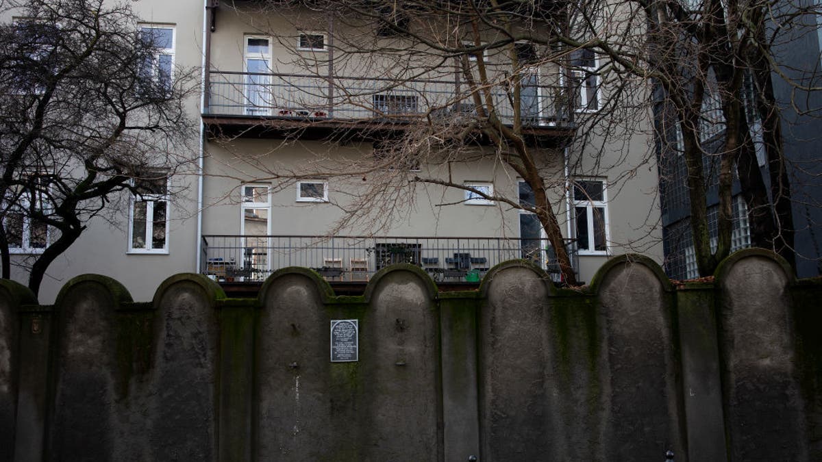 The remnants of a wall from the Jewish ghetto in Krakow, Poland. January 11, 2023.