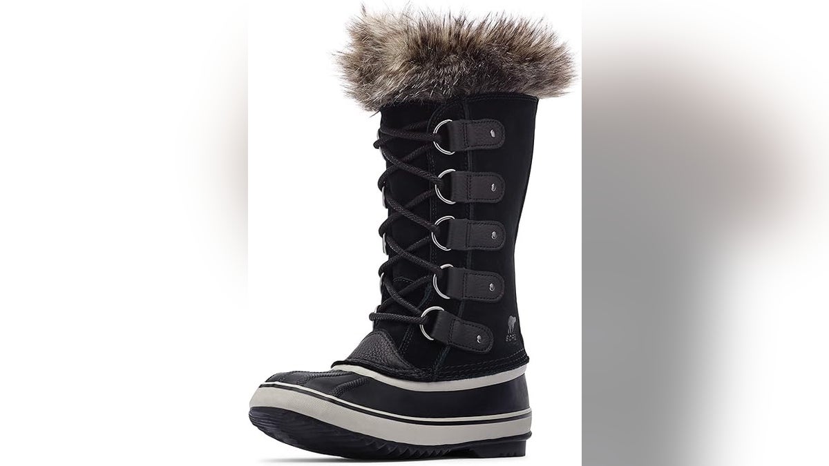 Sorel’s Joan of Arctic boots are perfect for snowy days with a waterproof suede upper and a faux-fur snow cuff.