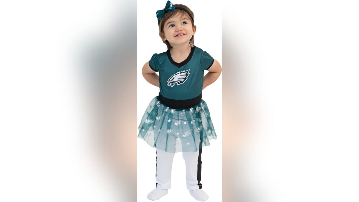 Outfit your little girl in this unique Eagles getup.