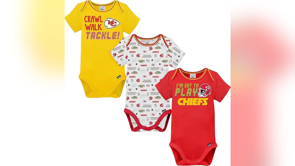 Give yourself choices with a Chiefs three-pack of onesies.