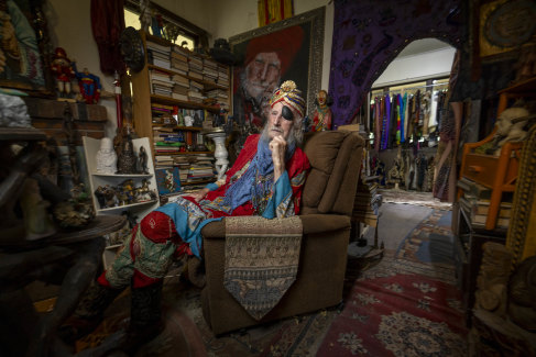 Wizard as muse: Baba Desi in his colourful Belgrave home.