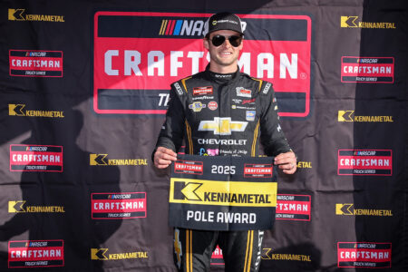 NASCAR Truck Rookie Celebrates Atlanta Motor Speedway Pole Position