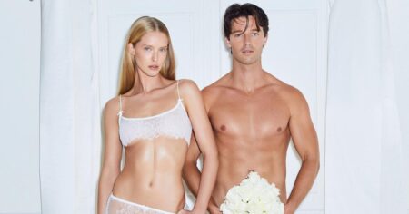Patrick Schwarzenegger Strips Down With Fiancee Abby Champion in New Skims Ad