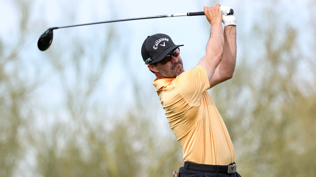 Adam Hadwin tees off