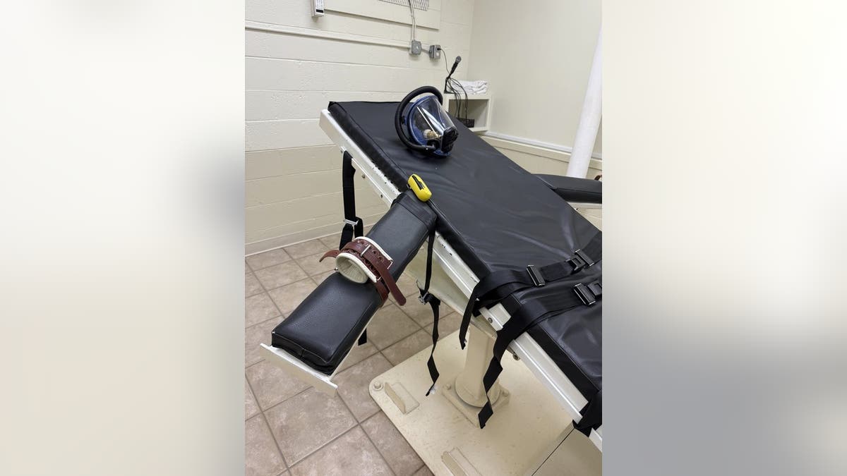 An undated photo provided by The Promise of Justice Initiative shows the gurney in the new execution chamber at the Louisiana State Penitentiary.Â
