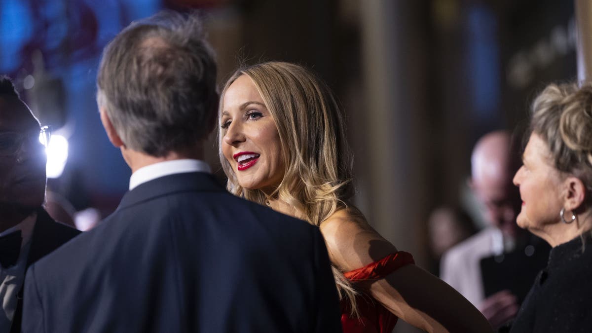Nikki Glaser takes part in an interview after arriving at the 25th Annual Mark Twain Prize for American Humor Celebrating Conan O'Brien on Sunday. 