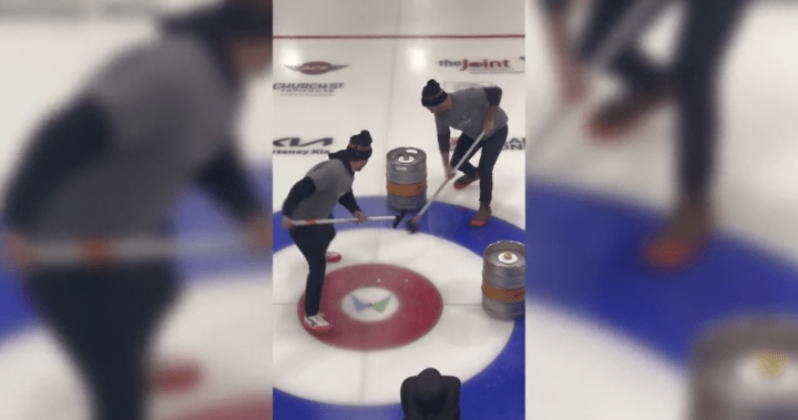 ‘Pure Canadiana’: B.C. beer keg curling event goes viral