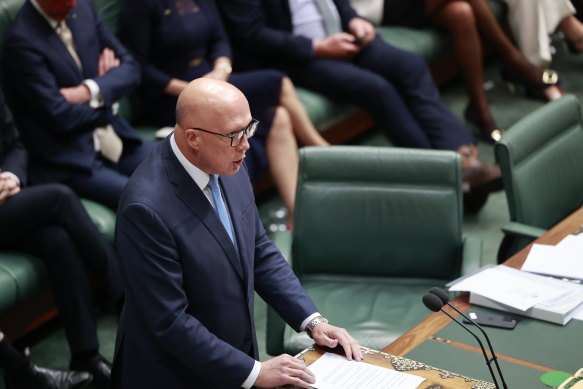 Opposition Leader Peter Dutton during question time.