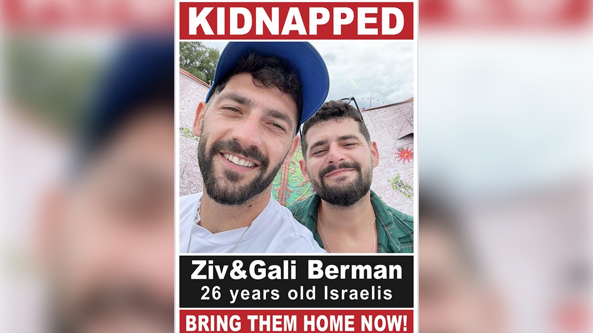 Hostage poster showing twins Gali and Ziv Berman