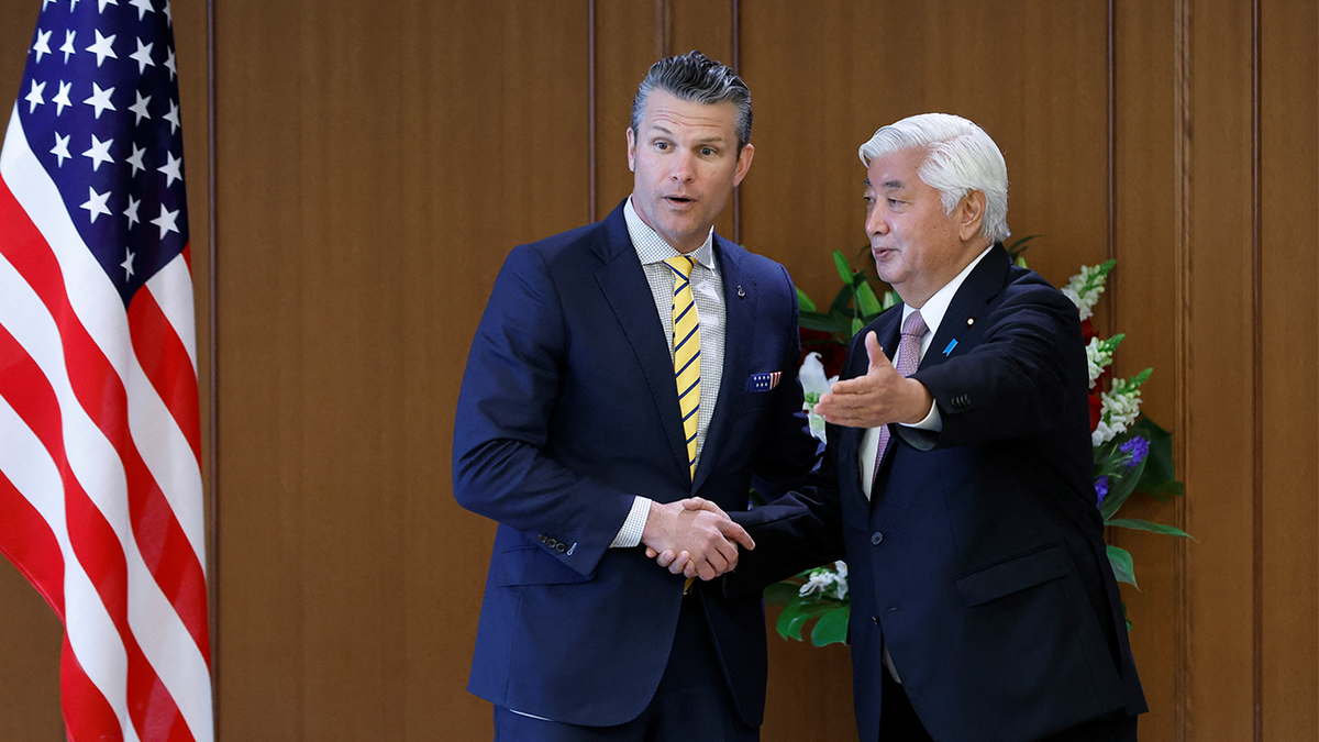 Pete Hegseth, U.S. secretary of defense, and Gen Nakatani, Japan's defense minister