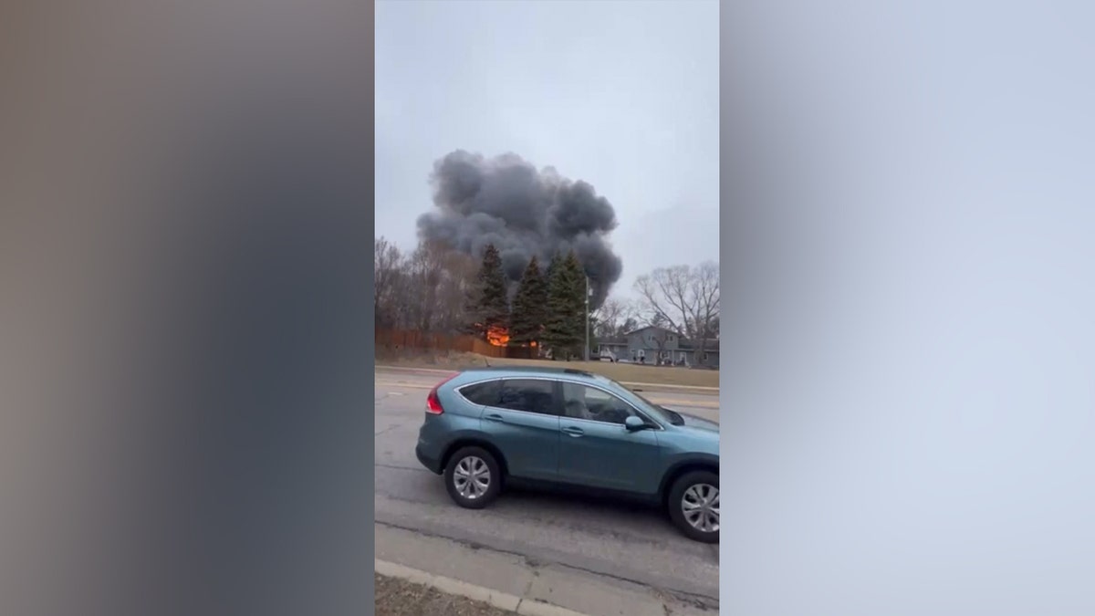 View of house fire in Minnesota