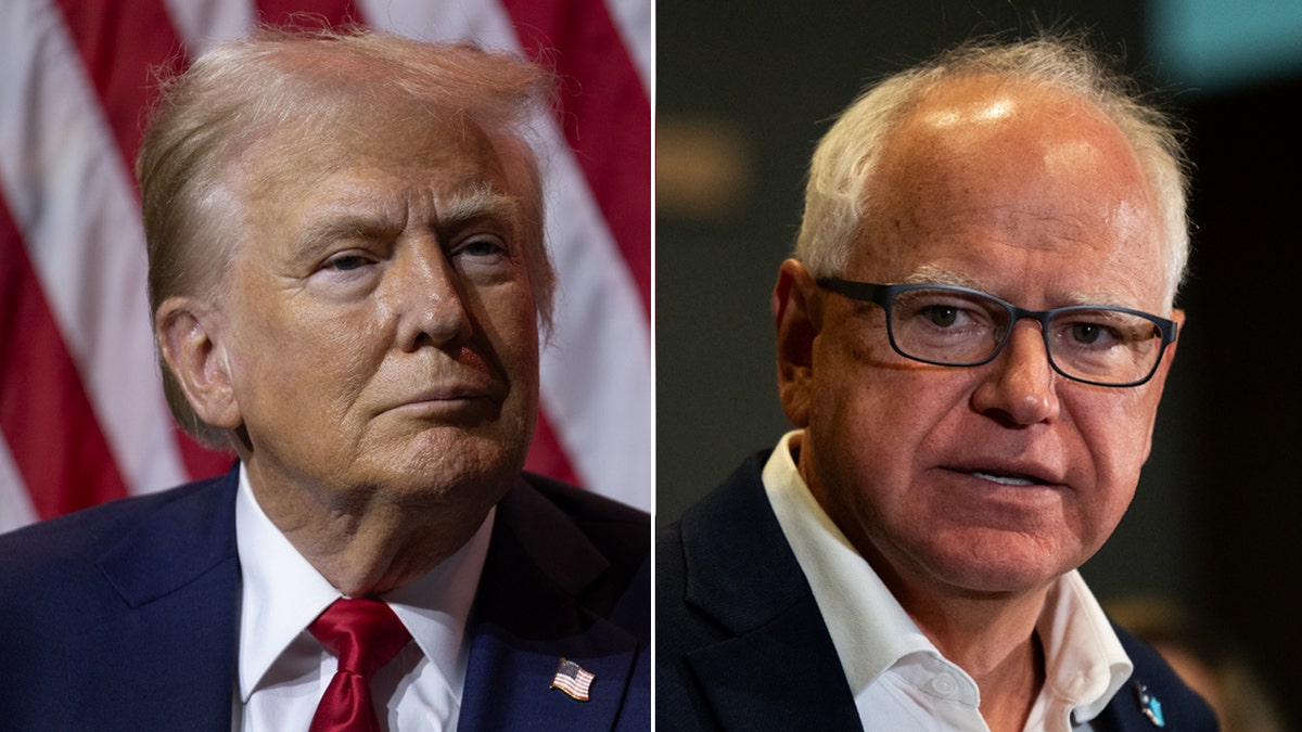 Trump Walz split screen