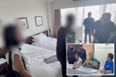 Tourist couple caught having sex in the middle of the street in Thailand