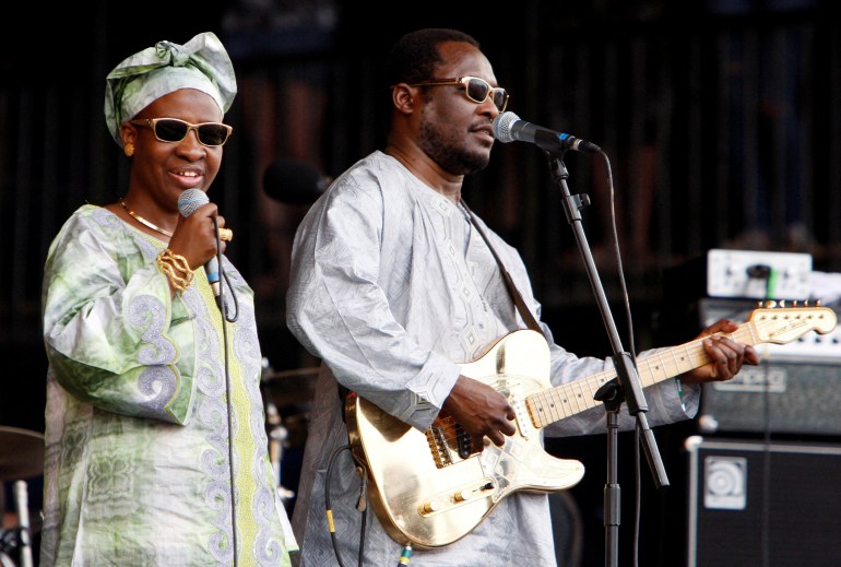Blind Malian duo Amadou & Mariam comprising Mariam Doumbia