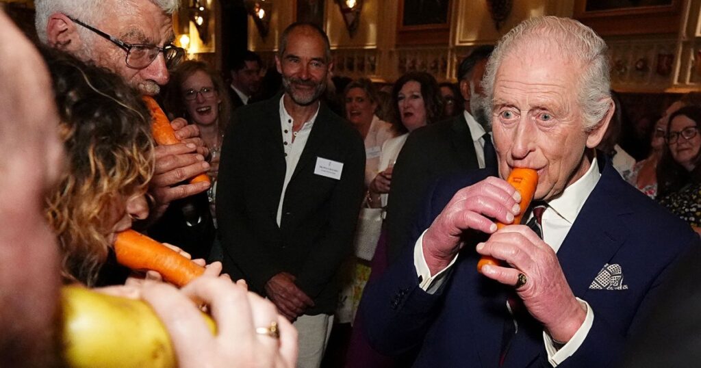 King Charles Plays a Carrot Instrument — Yes, Really — With The London Vegetable Orchestra