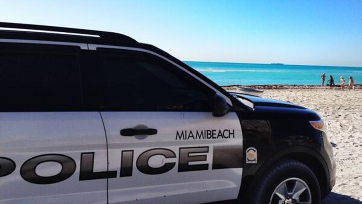 Miami Beach police patrol the beach