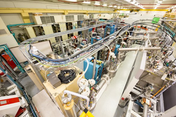 Inside part of the heavy ion accelerator facility.