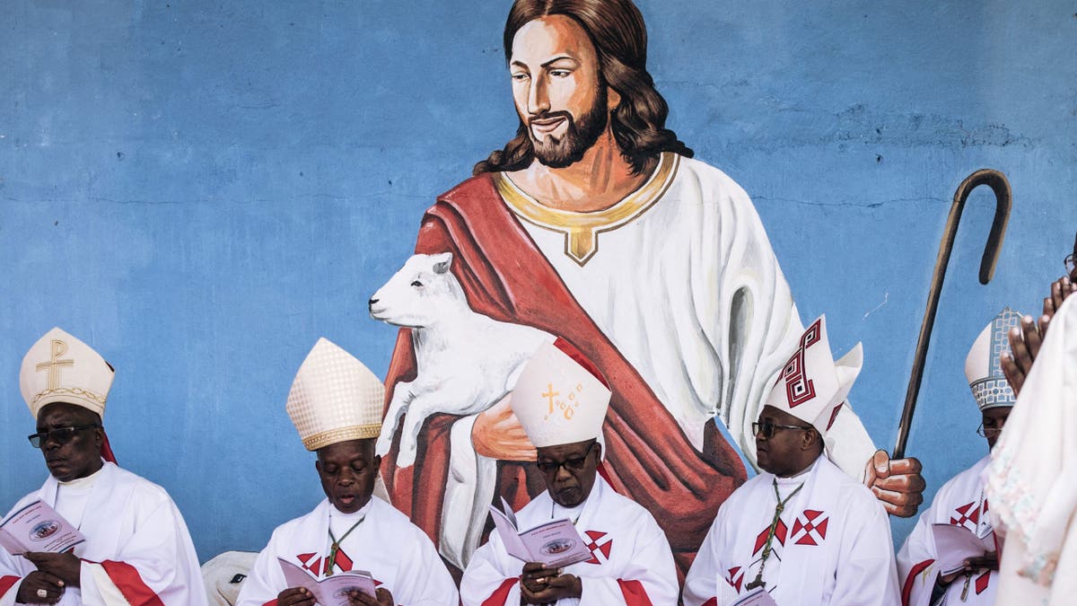 bishops attend a mass for peace in Goma, eastern Democratic Republic of Congo