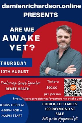 A flyer for a political event hosted by Damien Richardson in 2023. Liberal MP Renee Heath did not attend.