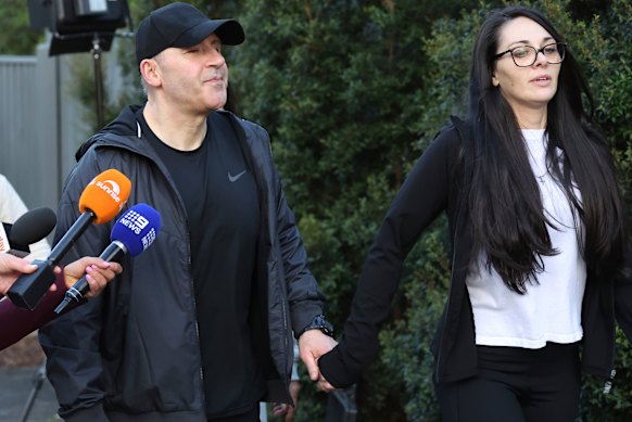 Tony Mokbel walking in Viewbank on Saturday morning. 