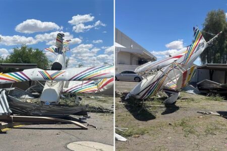 Airplane crashes into Arizona carport, pilot walks off with minor injuries