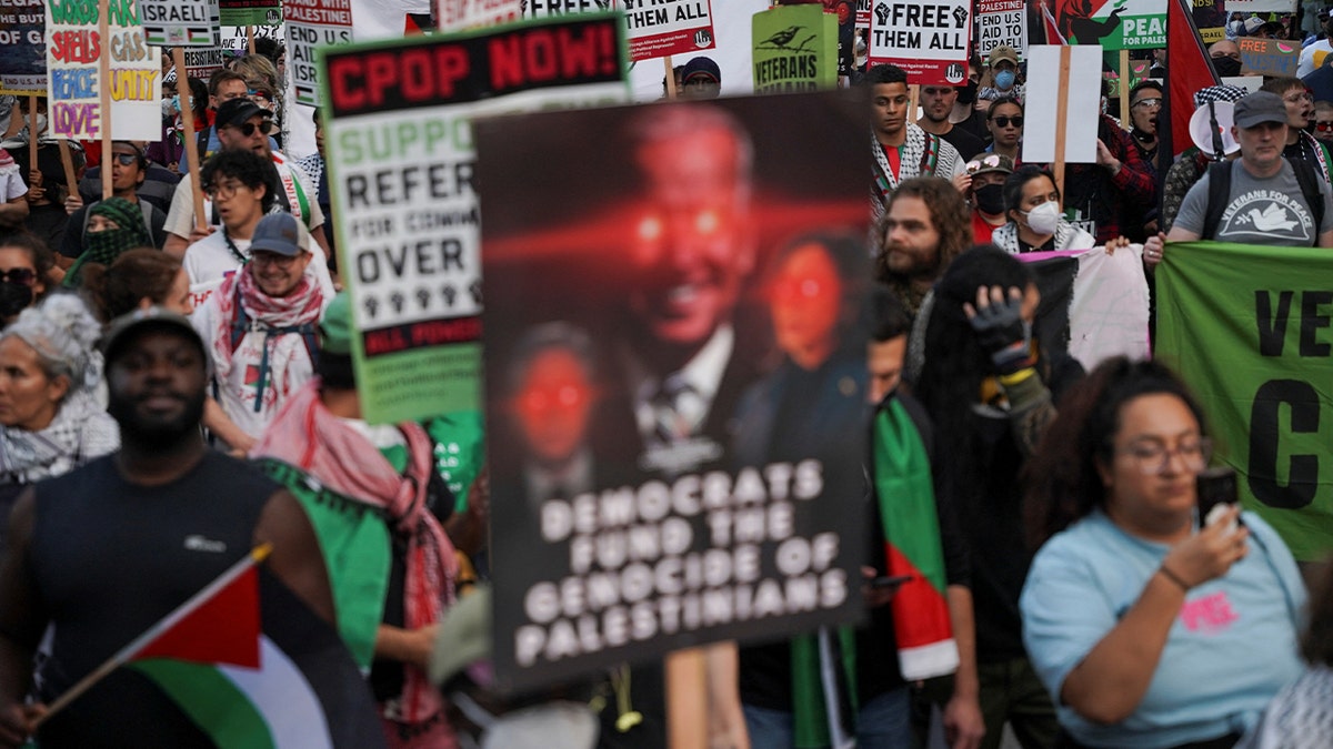 Anti-Israel protesters rally in Chicago during the 2024 DNC