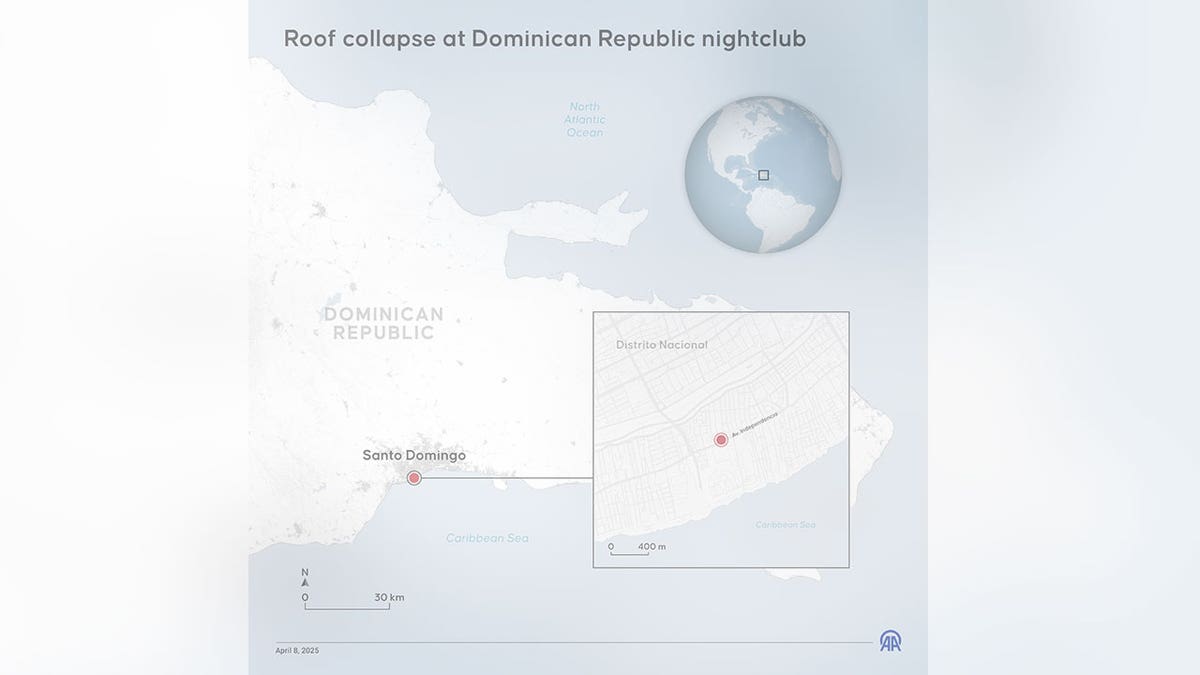 ANKARA, TURKIYE - APRIL 8: An infographic titled "Roof collapse at Dominican Republic nightclub" created in Ankara, Turkiye on April 8, 2025. (Photo by Mehmet Yaren Bozgun/Anadolu via Getty Images)