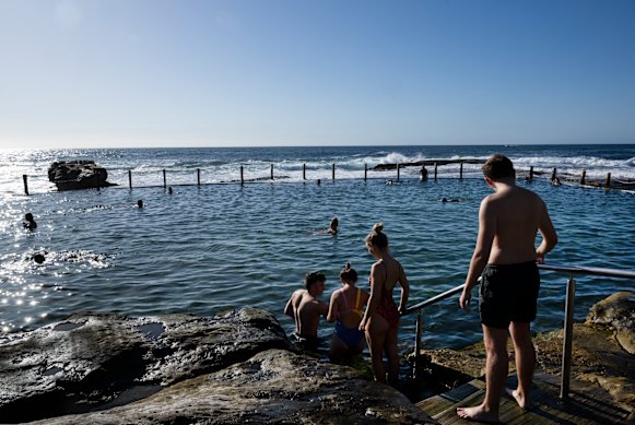 Morning swimmers at Mahon Pool in Maroubra. 
