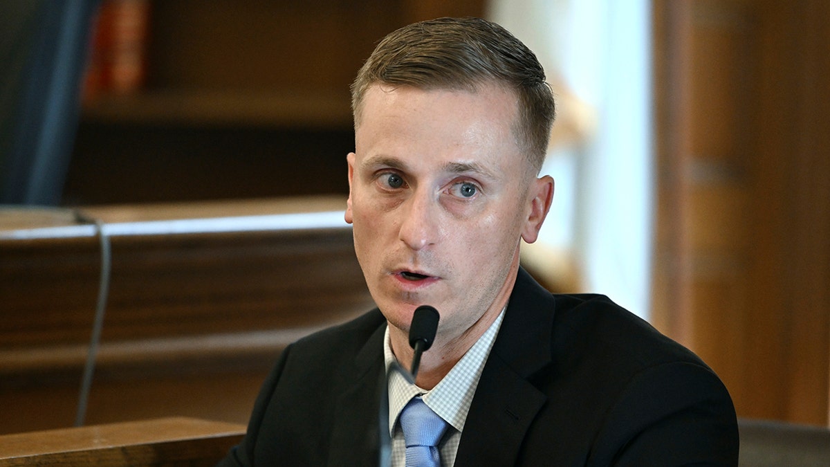 Jason Becker speaks during Karen Read's trial