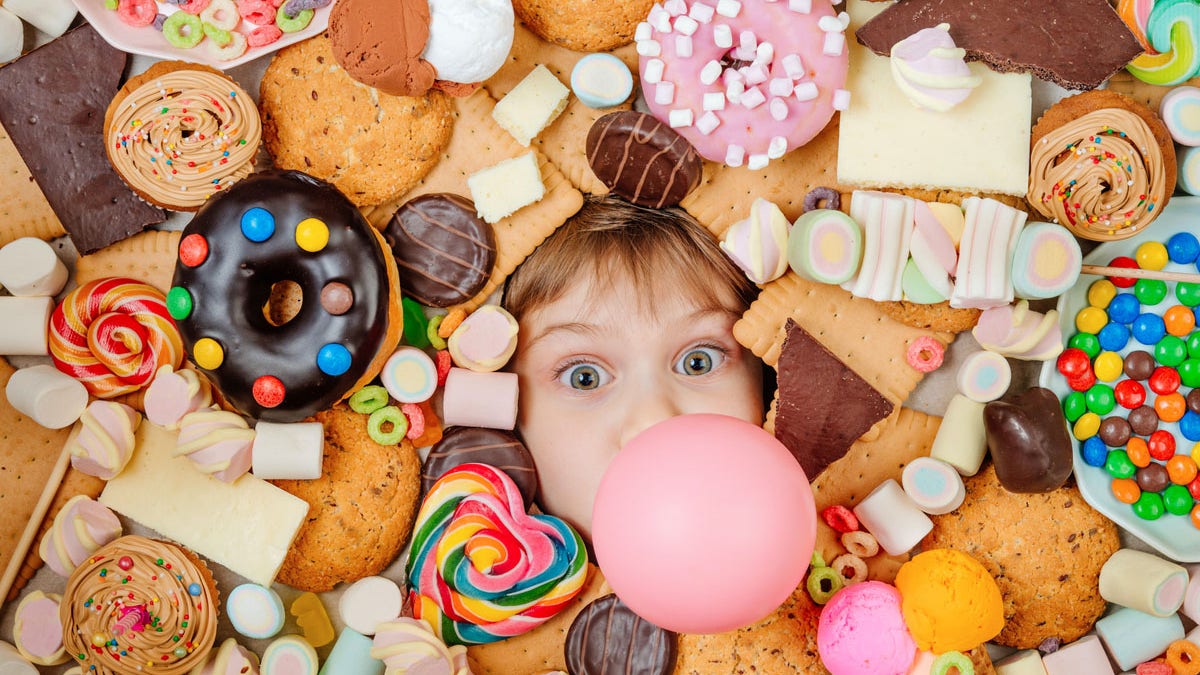 Kid swimming processed foods